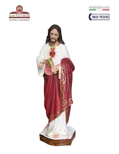 Sacred Heart of Jesus with chalice and host measuring 95 cm - SCR481-95.  -  SCR481-95