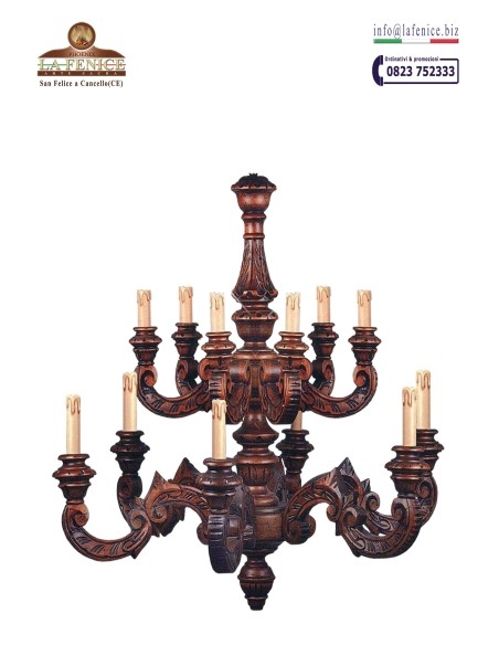 Twelve-light wooden chandelier - LAM12  -  LAM12