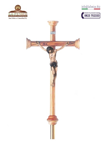 Wooden processional cross, complete with shaft - CRO788-AS  -  CRO788-AS