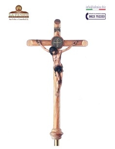 Croce astile in legno, completa di asta - CRO892-AS  -  CRO892-AS