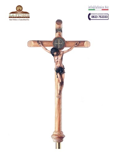 Croce astile in legno, completa di asta - CRO892-AS  -  CRO892-AS