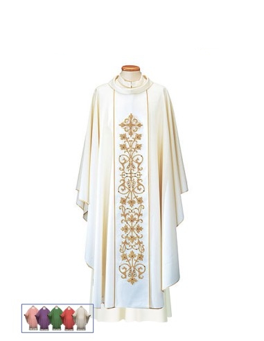 Chasuble avec étole large brodée à la main - CAS11