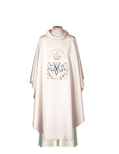 Embroidered Marian Chasuble with gold collar -...