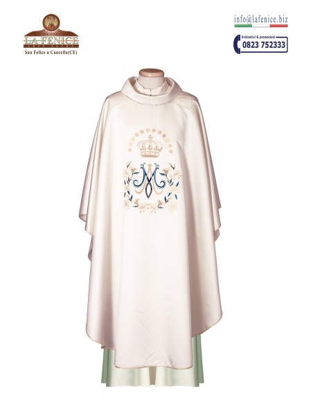 Embroidered Marian Chasuble with gold collar - CAS17896
