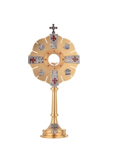 Ostensorio "Evangelisti" con smalto rosso -...