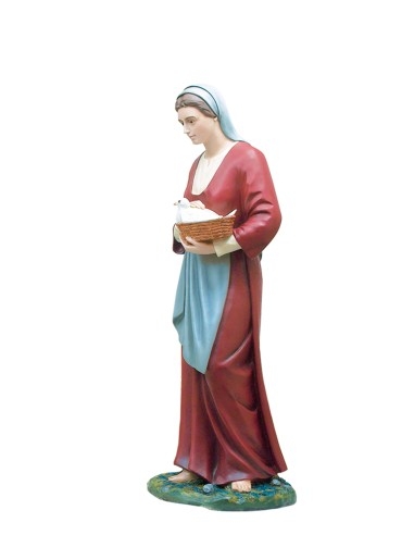 Woman with basket and dove for nativity scene...