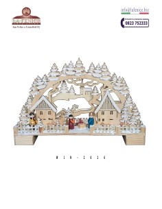 Paesaggio con natività in legno con LED - PRS-WIN2026