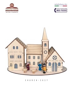 Villaggio con natività in legno con LED - CHURCH2027