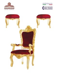 Trono presidenziale in legno con foglia oro e con 2...