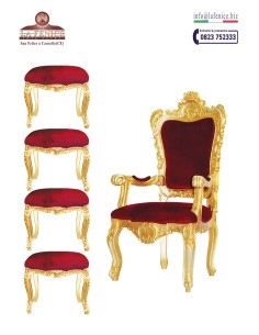 Trono presidenziale in legno con foglia oro e con 4...