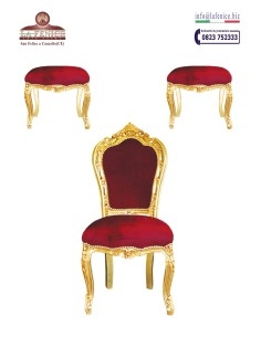 Poltrona presidenziale in legno con foglia oro e con 2...
