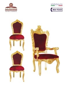 Trono presidenziale in legno con foglia oro e con 2...