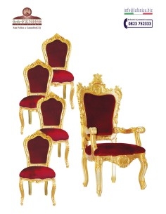 Trono presidenziale in legno con foglia oro e con 4...