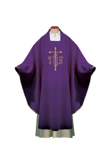 Chasuble embroidered with JHS Cross embroidery...