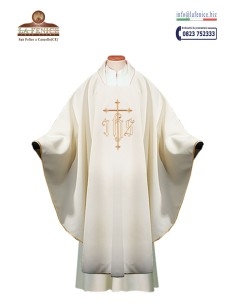 Casula ricamata con ricamo Croce JHS - CAS561