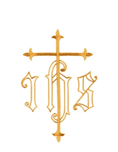 Chasuble embroidered with JHS Cross embroidery...