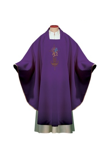 Chasuble brodée avec broderie Croix Colombe -...