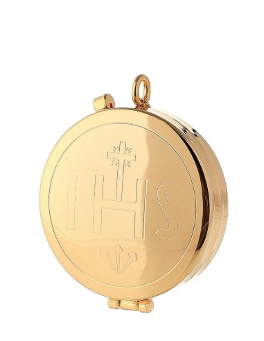 Pyx made in gold-plated brass, diameter 5.4 cm...
