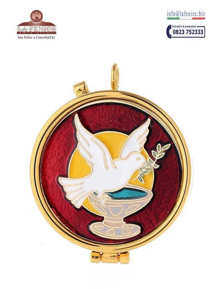 Teca per particole con COLOMBA a smalto, diametro cm.5,4 - TEC888