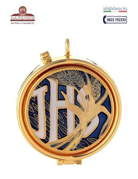 Teca para hostias con esmalte "JHS", diámetro cm.5,4 - TEC1912