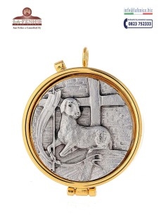 Teca per particole con "Agnus Dei", diametro cm.5,4 -...