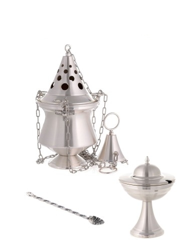 Turibolo e navicella cesellati ed argentati -...