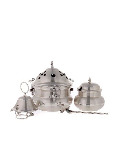 Silver finished thurible and boat - TRB3019