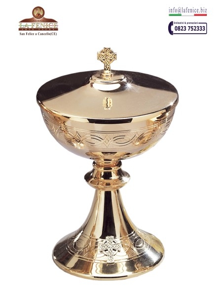 Chalice, pyx and smooth paten with "THORNS AND CROSS" - SET835