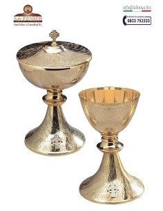 Chalice, pyx and smooth paten with "HOLY CROSS" - SET834