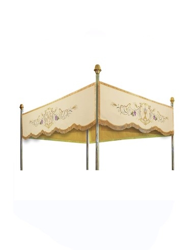Baldacchino processionale ricamato JHS e CALICE...
