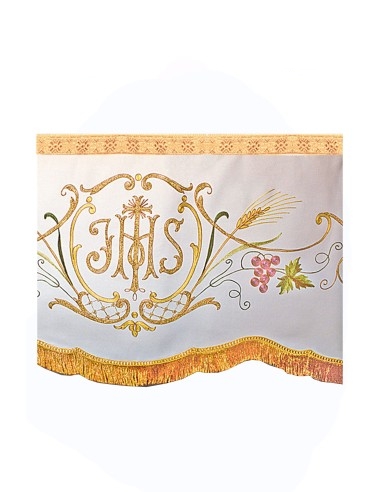 Baldacchino processionale ricamato JHS e CALICE...