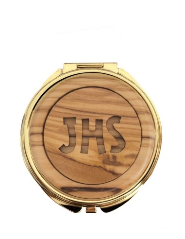 Teca para hostias con medallón de madera "JHS",...