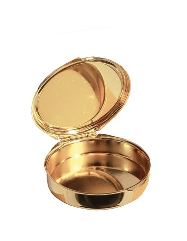 Pyx in gold-plated brass with "TAU" wooden...
