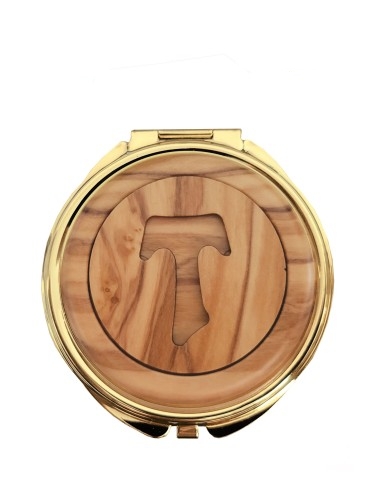 Pyx in gold-plated brass with "TAU" wooden...