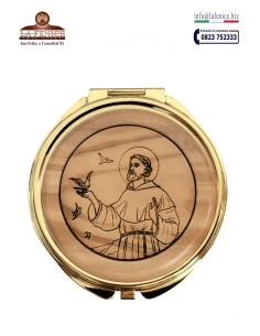 Teca para hostias con medallón de madera "San Francisco",...