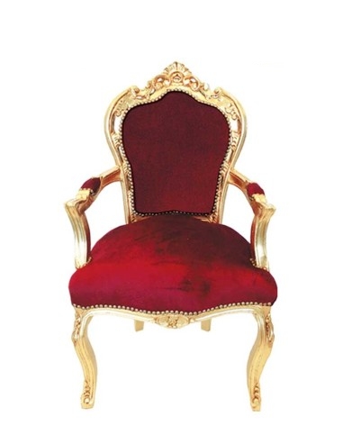 Trône présidentiel en bois avec feuille d'or et...