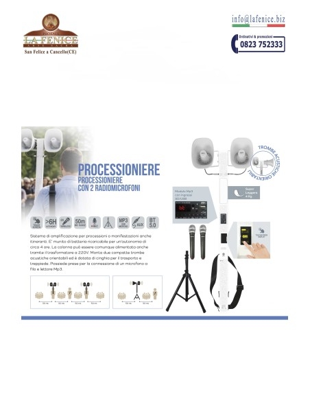 Palo processionale megafono amplificato da 50 watt - PROC773